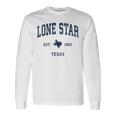 Lonetar Texas Tx ヴィンテージ アスレチック ネイビー スポーツデザイン 長袖Tシャツ ギフトのアイデア