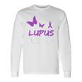 Lupus Warrior パープルバタフライ&リボン ポケット付き 長袖Tシャツ ギフトのアイデア