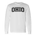 Ohio バーシティスタイル テキスト フラッグ スポーツ アスレチック ジャージスタイル 長袖Tシャツ ギフトのアイデア