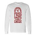 Peace Love And Cheer ボヘミアンレインボーチアリーダー 長袖Tシャツ ギフトのアイデア