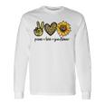 Peace Love サンシャイン ヒッピー ひまわり ヒマワリ 恋人へのギフト 長袖Tシャツ ギフトのアイデア