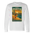 Perth Australia – ビンテージ旅行ポスタースタイル 長袖tシャツ 長袖Tシャツ ギフトのアイデア