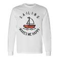 Sailing Makes Me Happy レッド ヨット 長袖Tシャツ ギフトのアイデア