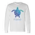 Save The Hawaiiea Turtles ハワイアンブルー トライバルタートルホヌ 長袖Tシャツ ギフトのアイデア