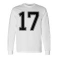 【バックプリント・背中側】17 数字 背番号 ユニフォーム ナンバー【ブラック／黒の文字】スポーツ 野球 サッカー 部活 長袖Tシャツ ギフトのアイデア