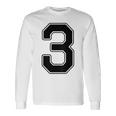【バックプリント・背中側】3 数字 背番号 ユニフォーム ナンバー【ブラック／黒の文字】スポーツ 野球 サッカー 部活 長袖Tシャツ ギフトのアイデア