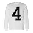 【バックプリント・背中側】4 数字 背番号 ユニフォーム ナンバー【ブラック／黒の文字】スポーツ 野球 サッカー 部活 長袖Tシャツ ギフトのアイデア