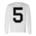 【バックプリント・背中側】5 数字 背番号 ユニフォーム ナンバー【ブラック／黒の文字】スポーツ 野球 サッカー 部活 長袖Tシャツ ギフトのアイデア