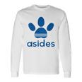 【バックプリント・背中側】Asides アシデス 足です。肉球です。【変なtシャツ屋】スポーツ ブランド パロディ 面白 長袖Tシャツ ギフトのアイデア