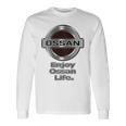 【バックプリント・背中側】Ossan おっさん（車好き ロゴ エンブレム パロディ）【変なデザイン屋さん】文字 面白い 長袖Tシャツ ギフトのアイデア