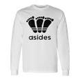 【バックプリント・背中側】アシデス Asides 足です。【変なデザイン屋さん】スポーツ ブランド パロディ 面白 長袖Tシャツ ギフトのアイデア