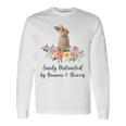 うさぎと花に気が散りやすい ウサギ かわいいウサギ 長袖Tシャツ ギフトのアイデア