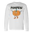 かぼちゃ Pumpkin キャラクター 顔 イラスト かわいい おもしろ シンプル ゆるい 野菜 ゆるキャラ 長袖Tシャツ ギフトのアイデア