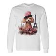 かわいいフレンチパリエッフェル塔トイプードル パリジャンプードル 長袖Tシャツ ギフトのアイデア