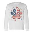 アメリカ国旗 愛国的な犬と猫の足跡プリント 7月4日 犬 長袖Tシャツ ギフトのアイデア