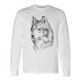 オオカミ イラスト デザイン 動物 シンボル ギフト 長袖Tシャツ ギフトのアイデア