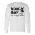カフェイン猫・章 マイミッドナイトルーチン ナイトキャット フクロウ 長袖tシャツ 長袖Tシャツ ギフトのアイデア