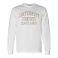 カンタベリー イングランド Uk Est Year Athletic Beige Distressed 長袖Tシャツ ギフトのアイデア
