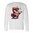 ギターを弾く犬 ポメラニアン 面白い 長袖Tシャツ ギフトのアイデア