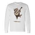 ギターを弾く面白い猫 面白いギター猫 長袖Tシャツ ギフトのアイデア