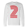 クールなレトロなレタリングジャージ、背番号2 Two Dos 長袖Tシャツ ギフトのアイデア