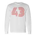 クールなレトロなレタリングジャージ、背番号43 Fourtythree 長袖Tシャツ ギフトのアイデア