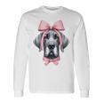 コケットボウ グレートデーン 犬 ママ ピンクリボン キュート 母の日 長袖Tシャツ ギフトのアイデア