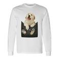 ゴールデンレトリバー ポケットに入った子犬 長袖tシャツ 長袖Tシャツ ギフトのアイデア