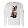 シャム猫 美人 雄大なシャム猫 ラブリーシャム猫 長袖Tシャツ ギフトのアイデア