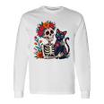 スケルトン ハグ 猫 シュガー スカル Día Los Muertos ハロウィン 長袖Tシャツ ギフトのアイデア