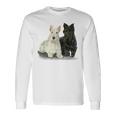 スコティッシュテリア犬の所有者ペット所有者アートデザイン 長袖Tシャツ ギフトのアイデア