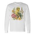 セキセイインコ 鳥 ママ セキセイインコ オウム ヴィンテージフラワー 長袖Tシャツ ギフトのアイデア
