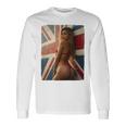 セクシーガールグラフィックtシャツ 「ホットピンナップガール&イギリスの旗」 長袖tシャツ 長袖Tシャツ ギフトのアイデア