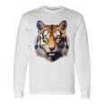 タイガー アニマル プリント グラフィック デッサン アートワーク フェイス トラ 長袖Tシャツ ギフトのアイデア