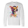 チワワの恋人 ポップアート ヘッドフォンを着て おもしろい チワワ 長袖tシャツ 長袖Tシャツ ギフトのアイデア