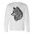 トライバルウルフ ポリネシア部族 マオリ柄 オオカミ 長袖Tシャツ ギフトのアイデア