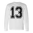 ナンバー13 カレッジスポーツチーム 黒文字 長袖Tシャツ ギフトのアイデア