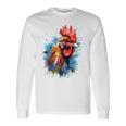 ニワトリ 動物 絵画 グラフィック 抽象 カラフル チキン 長袖Tシャツ ギフトのアイデア