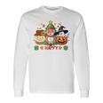 ハッピー、感謝祭、ハロウィン、メリークリスマス。 長袖tシャツ 長袖Tシャツ ギフトのアイデア