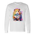 ハムスター 動物 カラフル モチーフ 抽象 アート 絵画 ハムスター 長袖Tシャツ ギフトのアイデア