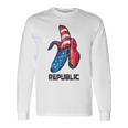 バナナ アメリカ国旗 パトリオット アメリカ パーティー ファニー フルーツ リパブリック 長袖Tシャツ ギフトのアイデア