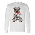 パグ いぬ イラスト パグ好き 犬好き 自転車 かわいい おもしろ レトロ かっこいい 長袖Tシャツ ギフトのアイデア