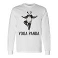 パンダ ヨガポーズ 水墨画 おもしろ 運動 和風 動物 長袖Tシャツ ギフトのアイデア