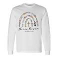 ヒ・イズ・ライゼン・フラワーズ・レインボー・ジーザス 長袖Tシャツ ギフトのアイデア