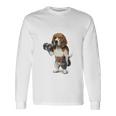 ビーグル 犬 ダンベル 筋トレ 筋肉 ワークアウト ジム 長袖Tシャツ ギフトのアイデア