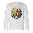 ビーチでドリンクを飲みながらリラックスできるレトロなヴィンテージクールな猫 長袖tシャツ 長袖Tシャツ ギフトのアイデア