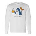 ビールとエビフライとサメ色付き 長袖Tシャツ ギフトのアイデア