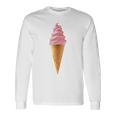 ピンク ソフトサーブ ストロベリー アイスクリーム コーン 長袖Tシャツ ギフトのアイデア