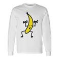 メンズ ファニースティックフィギュア フィットネス バナナダンベル トレーニング 長袖Tシャツ ギフトのアイデア