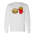 フライドポテト ハンバーガー チーズバーガー 友達 ファストフード フライドポテト 長袖Tシャツ ギフトのアイデア